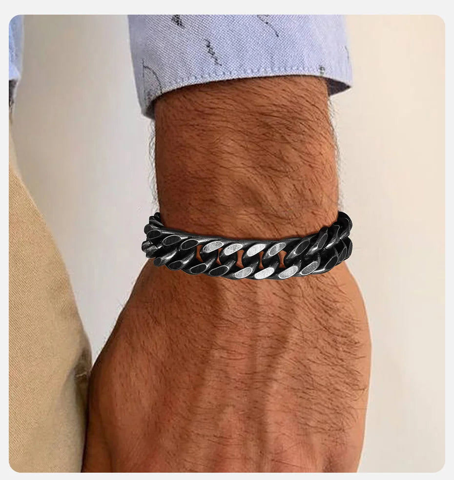 Bracelet Cubain en Acier Inoxydable – Style Audacieux & Intemporel 🔥