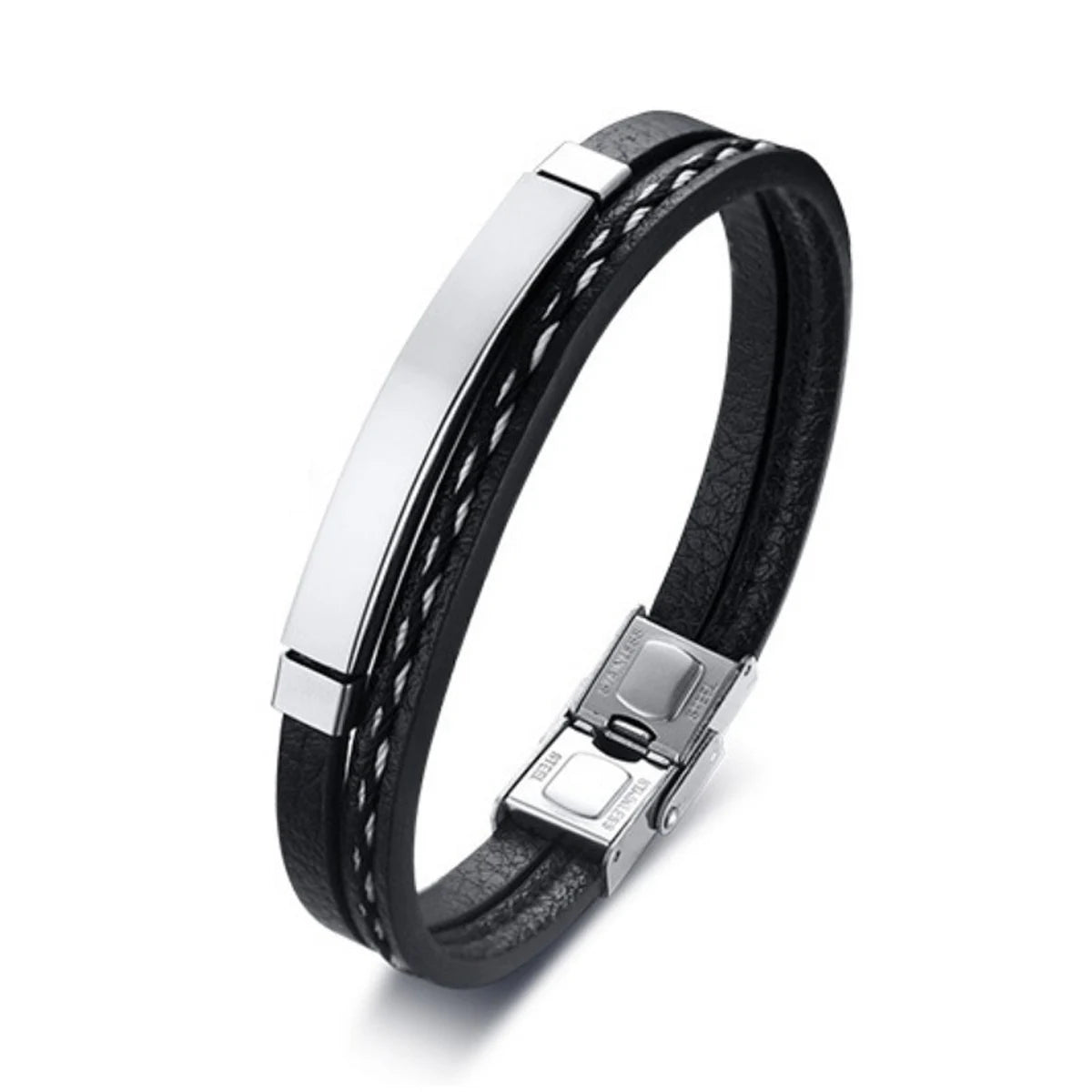 Bracelet en Cuir & Acier Inoxydable – Élégance et Modernité 🖤✨