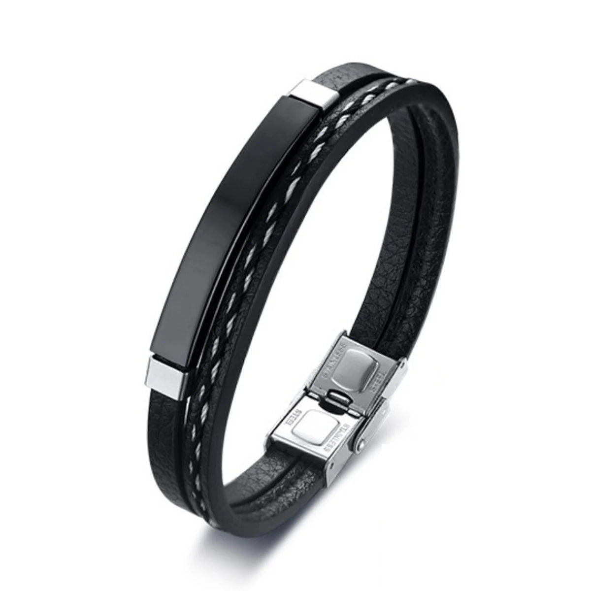 Bracelet en Cuir & Acier Inoxydable – Élégance et Modernité 🖤✨