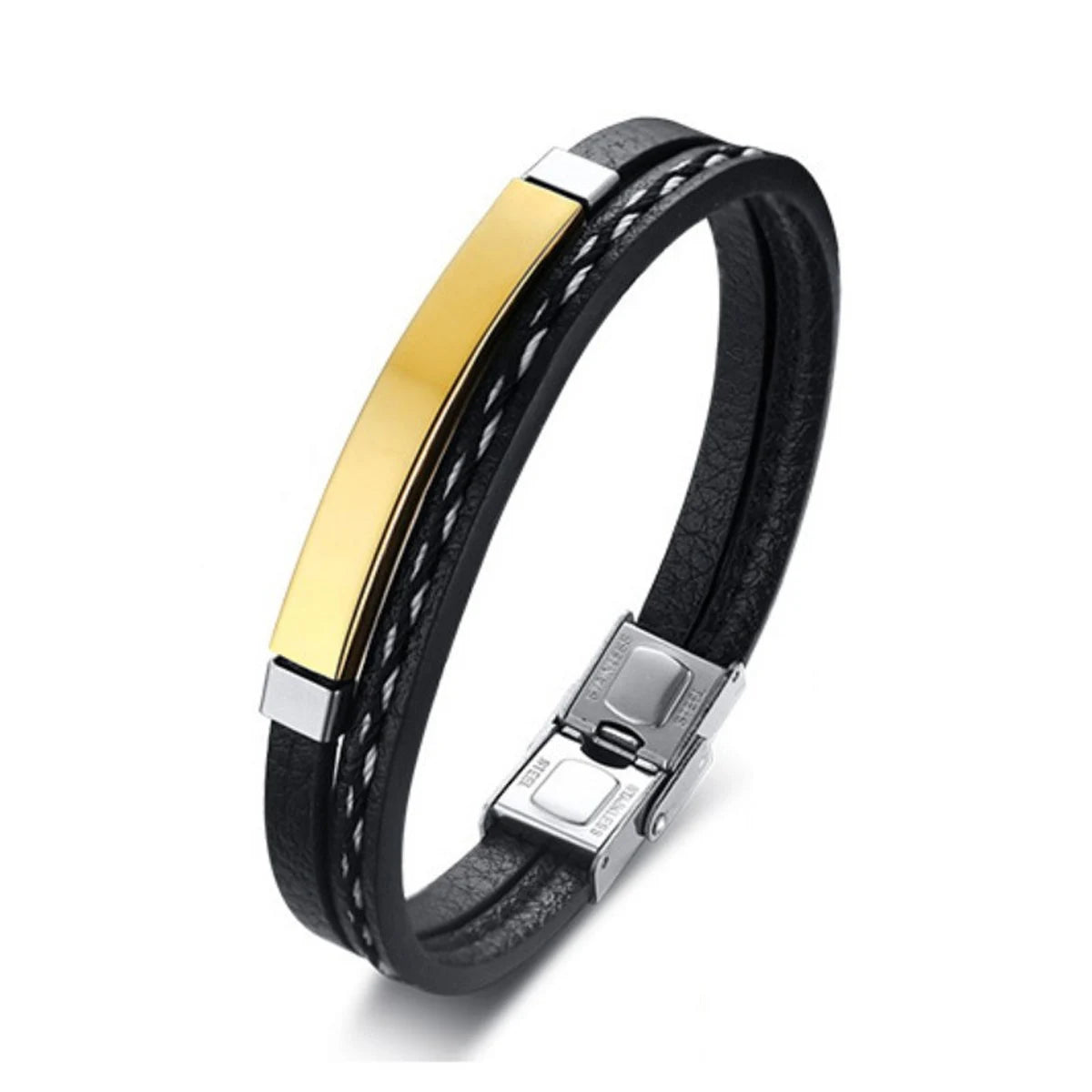 Bracelet en Cuir & Acier Inoxydable – Élégance et Modernité 🖤✨