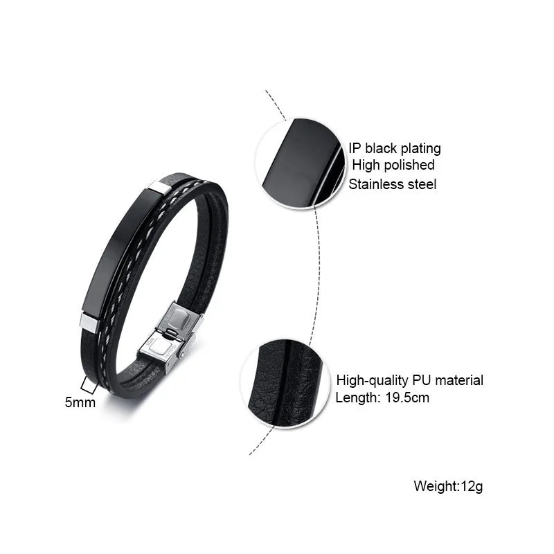 Bracelet en Cuir & Acier Inoxydable – Élégance et Modernité 🖤✨