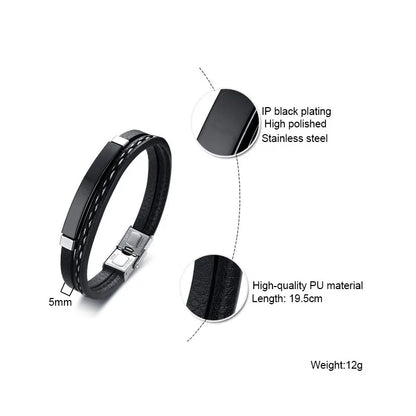 Bracelet en Cuir & Acier Inoxydable – Élégance et Modernité 🖤✨