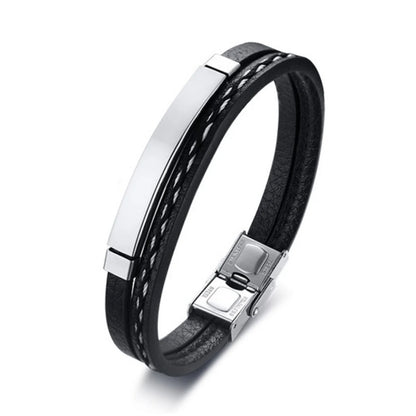 Bracelet en Cuir & Acier Inoxydable – Élégance et Modernité 🖤✨